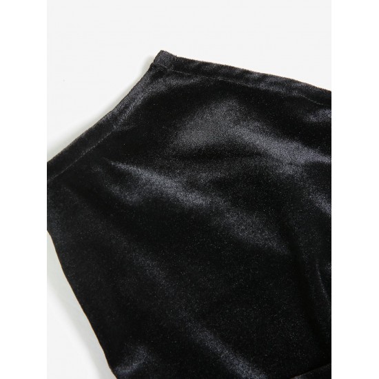 Women's Elegant Sexy Solid Color Velvet Club Night Out Ruffles Flounces Strapless Train Draped Ruched Design Slinky Mini Tube Dress Women's Elegant Sexy Solid Color Velvet Club Night Out Ruffles Flounces Strapless Train Draped Ruched Design Slinky Mini Tube Dress