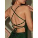 Metallic Cowl Front Lace Up Mini Dress Metallic Cowl Front Lace Up Mini Dress