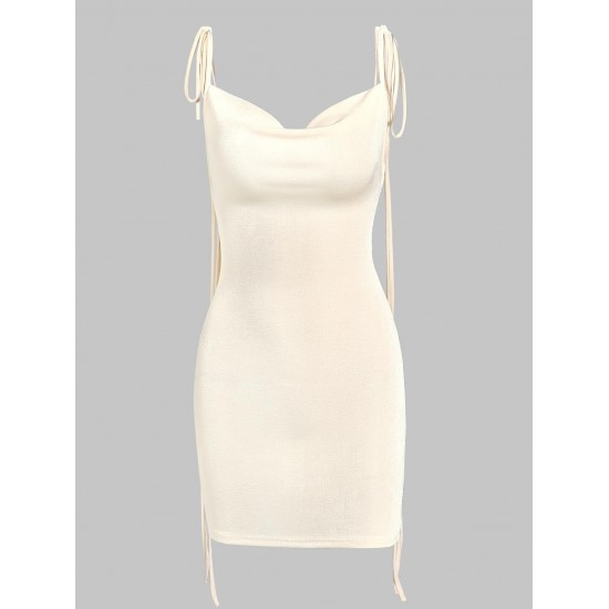 Jersey Tie Shoulder Backless Cowl Front Mini Bodycon Dress Jersey Tie Shoulder Backless Cowl Front Mini Bodycon Dress