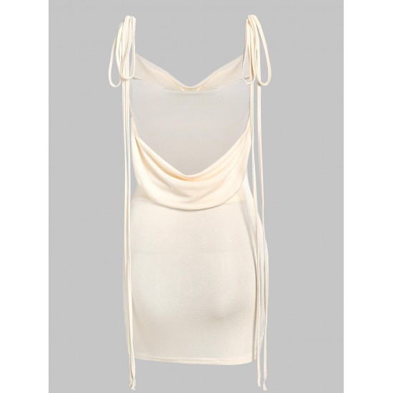 Jersey Tie Shoulder Backless Cowl Front Mini Bodycon Dress Jersey Tie Shoulder Backless Cowl Front Mini Bodycon Dress