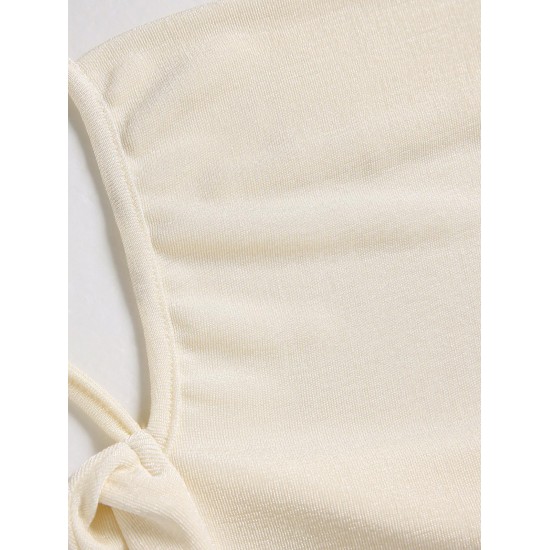 Jersey Tie Shoulder Backless Cowl Front Mini Bodycon Dress Jersey Tie Shoulder Backless Cowl Front Mini Bodycon Dress