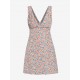 Flower Print Surplice Mini Dress Flower Print Surplice Mini Dress