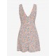 Flower Print Surplice Mini Dress Flower Print Surplice Mini Dress