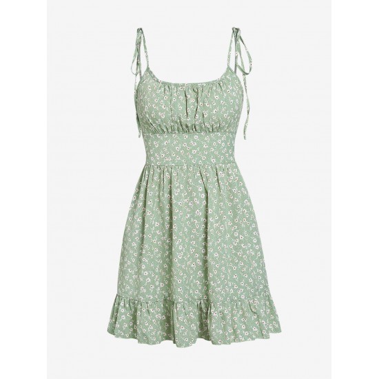 Ruched Ditsy Floral Tie Shoulder Mini Sundress Ruched Ditsy Floral Tie Shoulder Mini Sundress