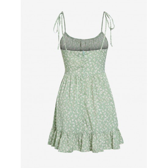 Ruched Ditsy Floral Tie Shoulder Mini Sundress Ruched Ditsy Floral Tie Shoulder Mini Sundress
