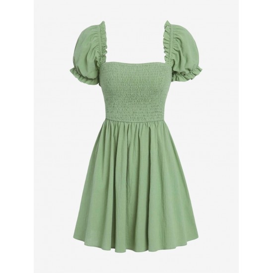 Puff Sleeve Smocked Mini Dress Puff Sleeve Smocked Mini Dress