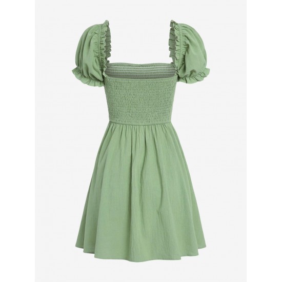 Puff Sleeve Smocked Mini Dress Puff Sleeve Smocked Mini Dress