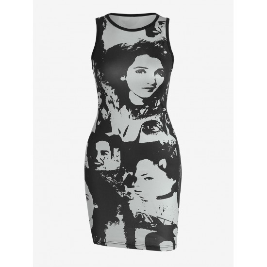 Slinky Figure Printed Mini Tank Dress Slinky Figure Printed Mini Tank Dress
