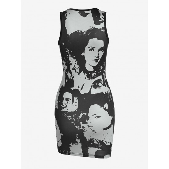 Slinky Figure Printed Mini Tank Dress Slinky Figure Printed Mini Tank Dress