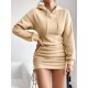 Women's Sexy Daily Hooded Drop Shoulder Long Sleeve Drawstring Cinched Ruched Solid Color Mini Bodycon Hoodie Dress Women's Sexy Daily Hooded Drop Shoulder Long Sleeve Drawstring Cinched Ruched Solid Color Mini Bodycon Hoodie Dress
