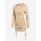 Women's Sexy Daily Hooded Drop Shoulder Long Sleeve Drawstring Cinched Ruched Solid Color Mini Bodycon Hoodie Dress Women's Sexy Daily Hooded Drop Shoulder Long Sleeve Drawstring Cinched Ruched Solid Color Mini Bodycon Hoodie Dress
