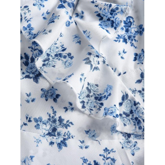 Ditsy Floral Ruffles Cami Wrap Mini Dress Ditsy Floral Ruffles Cami Wrap Mini Dress