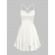 Silky Criss Cross Lace Up Backless Layered Slip Mini Dress Silky Criss Cross Lace Up Backless Layered Slip Mini Dress