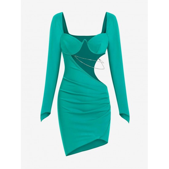 Monowire Cut Out Ruched Asymmetrical Mini Dress Monowire Cut Out Ruched Asymmetrical Mini Dress
