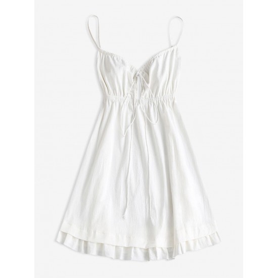 Flounce Front Tie Mini A Line Dress Flounce Front Tie Mini A Line Dress