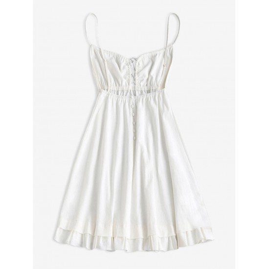 Flounce Front Tie Mini A Line Dress Flounce Front Tie Mini A Line Dress