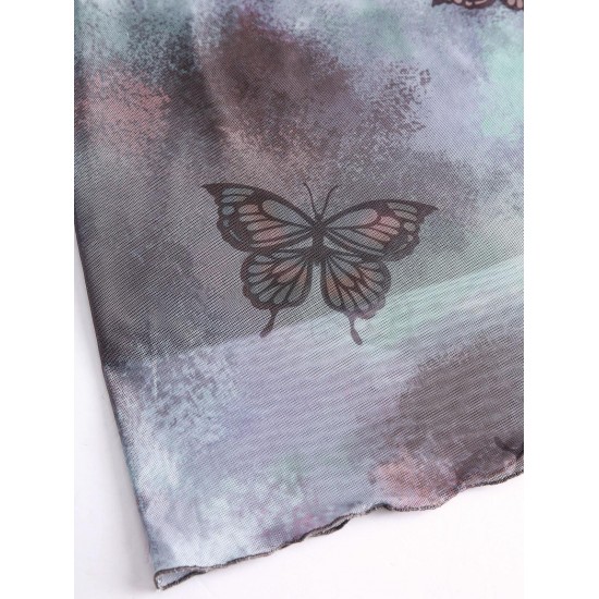 Mesh Tie Dye Butterfly Print Cami Dress Mesh Tie Dye Butterfly Print Cami Dress