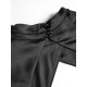 Women's Sexy Party Satin Mock Neck Cut Out Long Flare Sleeve Solid Color Ruched Mini Slinky Dress Women's Sexy Party Satin Mock Neck Cut Out Long Flare Sleeve Solid Color Ruched Mini Slinky Dress