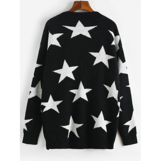 Star Drop Shoulder Button Up Cardigan Star Drop Shoulder Button Up Cardigan