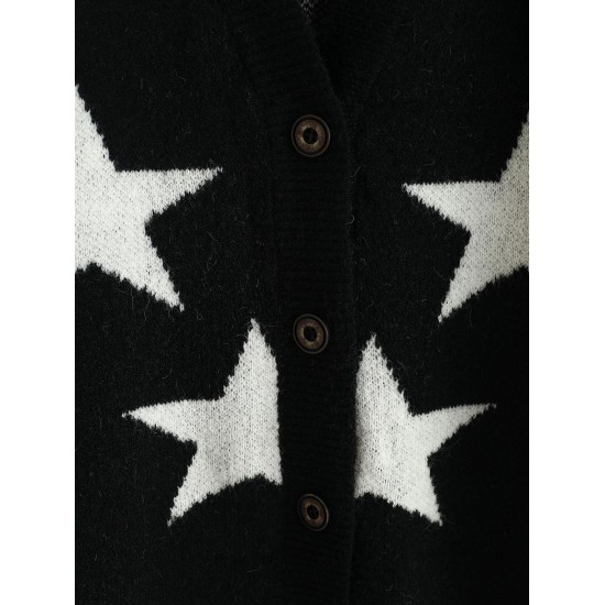 Star Drop Shoulder Button Up Cardigan Star Drop Shoulder Button Up Cardigan