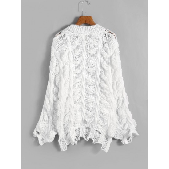Oversized Distressed Cable Knit Sweater Oversized Distressed Cable Knit Sweater