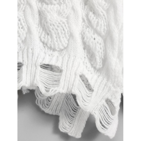 Oversized Distressed Cable Knit Sweater Oversized Distressed Cable Knit Sweater