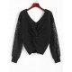 Lace Sleeves Twisted Open Back Jumper Sweater Lace Sleeves Twisted Open Back Jumper Sweater