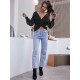 Lace Sleeves Twisted Open Back Jumper Sweater Lace Sleeves Twisted Open Back Jumper Sweater