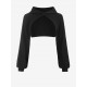 Women's One Button Drop Shoulder Super Crop Hooded Shrug Cardigan Women's One Button Drop Shoulder Super Crop Hooded Shrug Cardigan