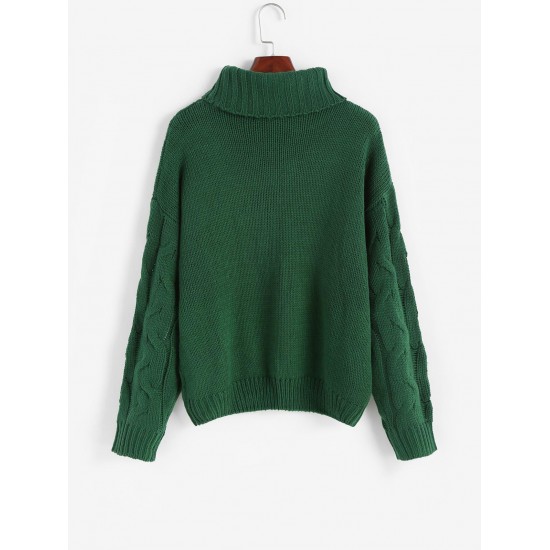 Turtleneck Drop Shoulder Cable Knit Jumper Sweater Turtleneck Drop Shoulder Cable Knit Jumper Sweater