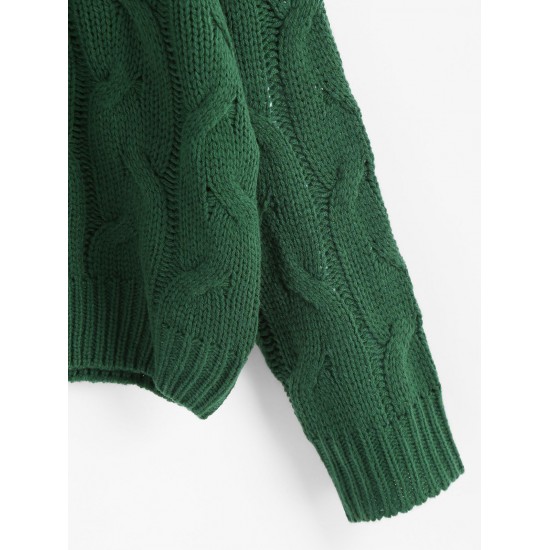 Turtleneck Drop Shoulder Cable Knit Jumper Sweater Turtleneck Drop Shoulder Cable Knit Jumper Sweater