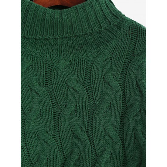 Turtleneck Drop Shoulder Cable Knit Jumper Sweater Turtleneck Drop Shoulder Cable Knit Jumper Sweater
