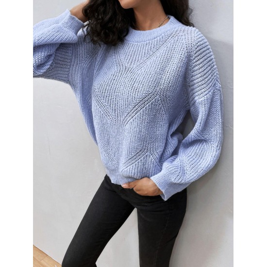 Crew Neck Plain Drop Shoulder Sweater Crew Neck Plain Drop Shoulder Sweater