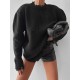 Women's Frayed Ripped Distressed Design Crew Neck Drop Shoulder Loose Pullover Sweater Women's Frayed Ripped Distressed Design Crew Neck Drop Shoulder Loose Pullover Sweater