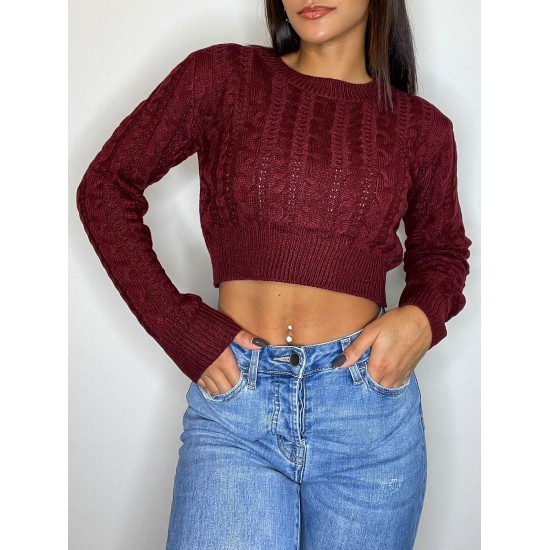 Cable Knit Openwork Crop Sweater Cable Knit Openwork Crop Sweater