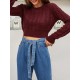 Cable Knit Openwork Crop Sweater Cable Knit Openwork Crop Sweater