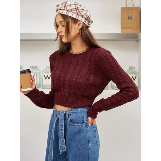 Cable Knit Openwork Crop Sweater Cable Knit Openwork Crop Sweater