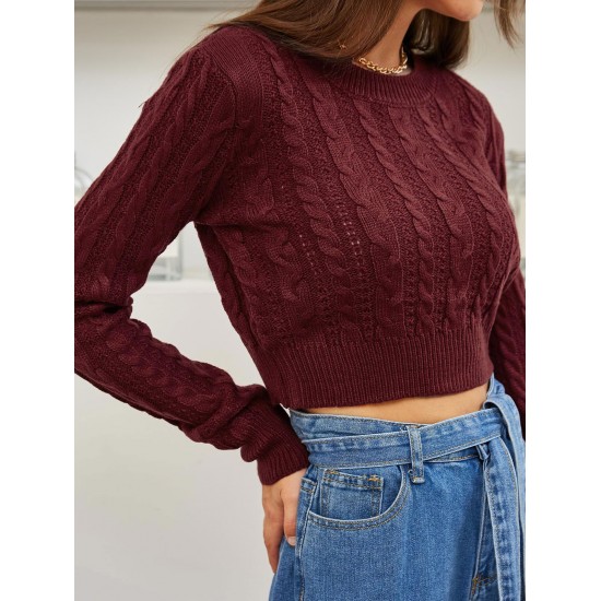 Cable Knit Openwork Crop Sweater Cable Knit Openwork Crop Sweater