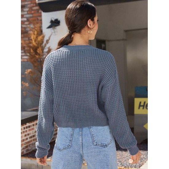 Plain Drop Shoulder Crew Neck Sweater Plain Drop Shoulder Crew Neck Sweater
