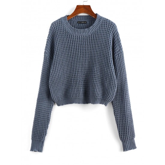 Plain Drop Shoulder Crew Neck Sweater Plain Drop Shoulder Crew Neck Sweater