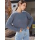 Plain Drop Shoulder Crew Neck Sweater Plain Drop Shoulder Crew Neck Sweater