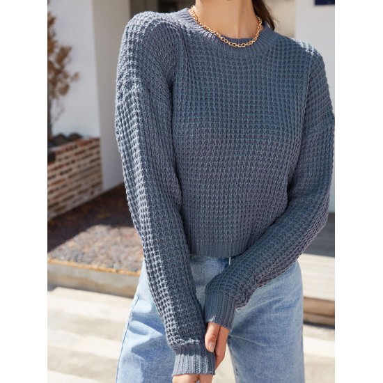 Plain Drop Shoulder Crew Neck Sweater Plain Drop Shoulder Crew Neck Sweater