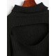 Women's Turtleneck Cut Out Lantern Sleeves Solid Color Chunky Pullover Sweater Women's Turtleneck Cut Out Lantern Sleeves Solid Color Chunky Pullover Sweater