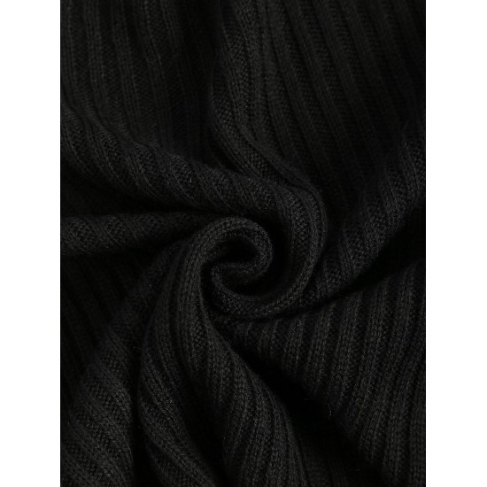 Women's Turtleneck Cut Out Lantern Sleeves Solid Color Chunky Pullover Sweater Women's Turtleneck Cut Out Lantern Sleeves Solid Color Chunky Pullover Sweater