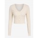 Women's Solid Color Daily Button Up Layering V Neck Plush Ribbed Knit Long Sleeve Cardigan Women's Solid Color Daily Button Up Layering V Neck Plush Ribbed Knit Long Sleeve Cardigan