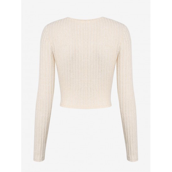 Women's Solid Color Daily Button Up Layering V Neck Plush Ribbed Knit Long Sleeve Cardigan Women's Solid Color Daily Button Up Layering V Neck Plush Ribbed Knit Long Sleeve Cardigan