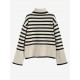 Women's Striped High Collar Drop Shoulder Wide Sleeve Slit Side Oversized Pullover Jumper Sweater Women's Striped High Collar Drop Shoulder Wide Sleeve Slit Side Oversized Pullover Jumper Sweater
