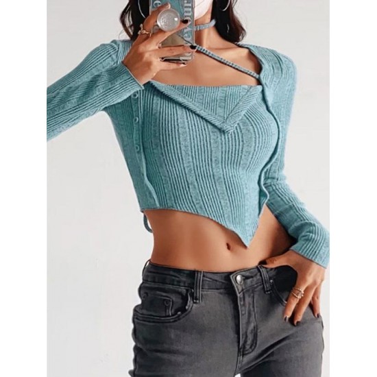 Choker Design Fuzzy Ribbed Asymmetrical Knitwear Choker Design Fuzzy Ribbed Asymmetrical Knitwear