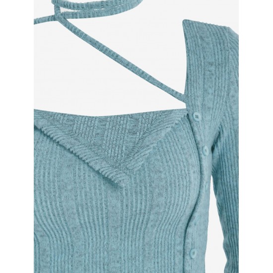 Choker Design Fuzzy Ribbed Asymmetrical Knitwear Choker Design Fuzzy Ribbed Asymmetrical Knitwear