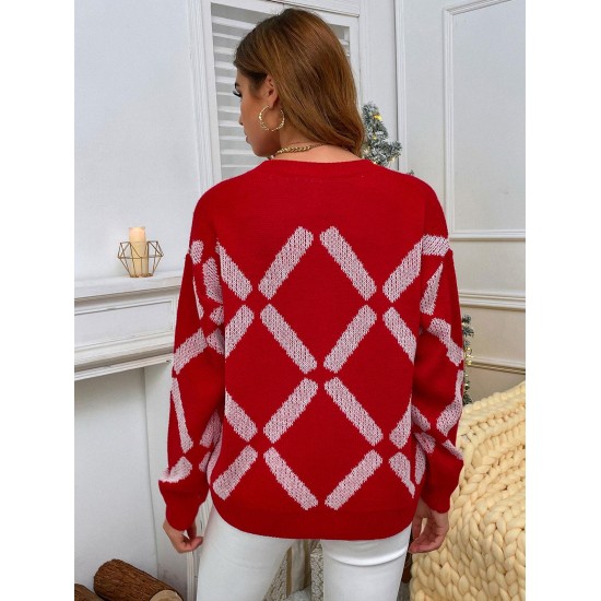 Slouchy Christmas Geo Graphic Sweater Slouchy Christmas Geo Graphic Sweater